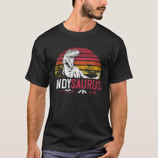 T-shirt Andy Saurus Funny Dinosaure personnalisé T Rex Nom (Devant)