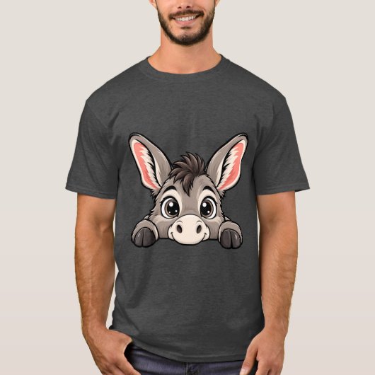 T-shirt Âne mignon Peekaboo (Devant)