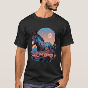 T-shirt Âne réaliste coloré sur nature sauvage Moo