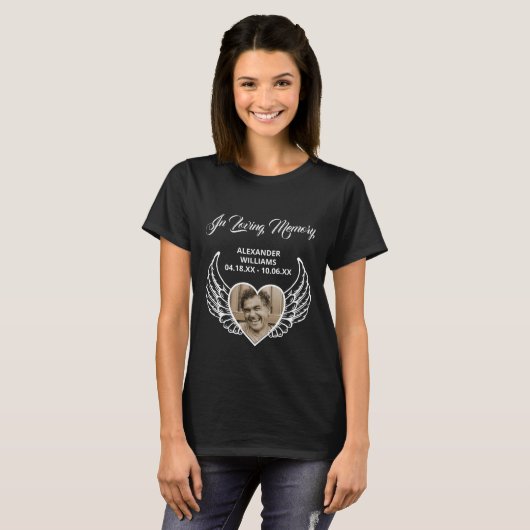 T-shirt Ange Ailes Funérailles En Mémoire Amoureuse T-shir (Devant entier)