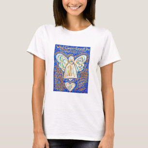 T-shirt Ange Cancer bleu et or (Texte sur le dos)