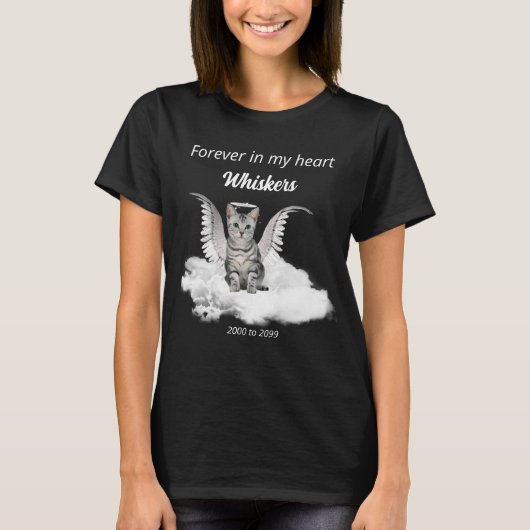 T-shirt Ange Cat Grey Tabby Pet Memorial (Devant)