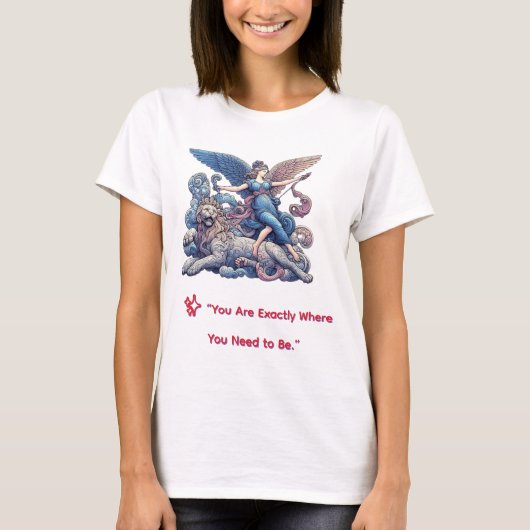 T-shirt Ange de la force avec Lion (Devant)
