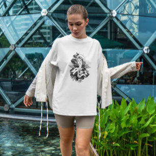 T-shirt Ange femelle avec la main crâne tiré