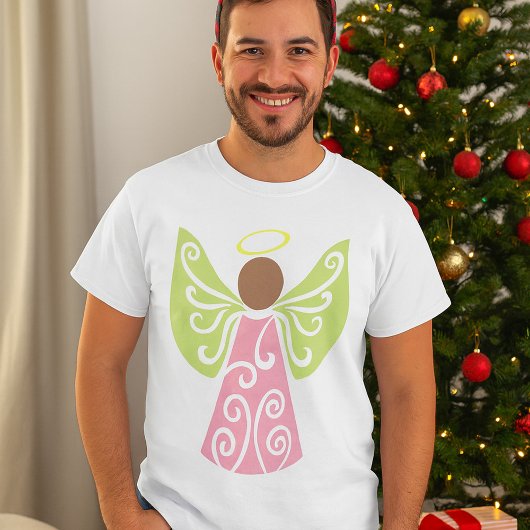 T-shirt Ange rose Verte Ailes Vertes Spirituel Décoratif