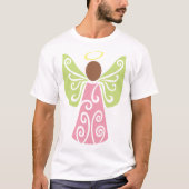 T-shirt Ange rose Verte Ailes Vertes Spirituel Décoratif (Devant)
