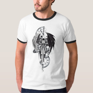 T-shirt Ange Sombre et Chevalier à Ailes de Démon Ringer