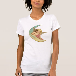 T-shirt Angel dans une image vintage lune croissant