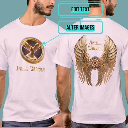 T-shirt Angel guerrier d'or ailes rose