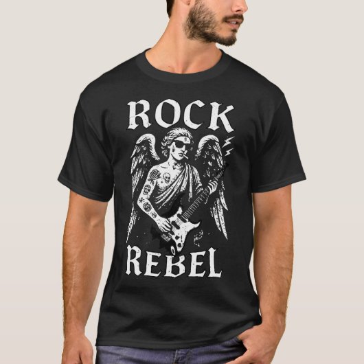 T-shirt Angel Guitare Rebel Noir (Devant)