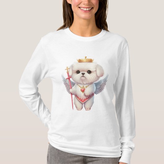 T-shirt Angel Maltese Chiot, Maltes amoureux de les chiens (Devant)