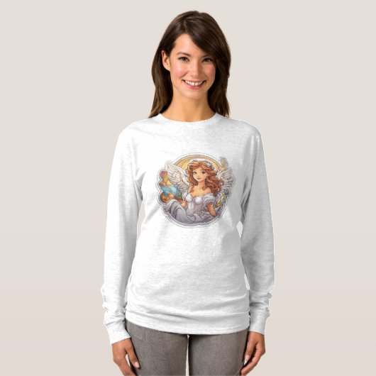 T-shirt Angel mignon pour les filles manche longue (Devant entier)