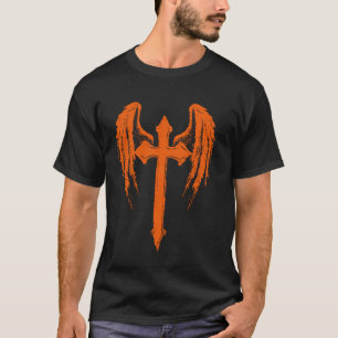 T-shirt Angel Wings Jésus Christ Cross Christian Orange