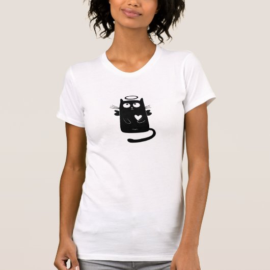 T-shirt Angelic Kitty Noir (Devant)