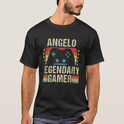 T-shirt Angelo Gamer Retro Jeu Vintage Personnaliser (Devant)