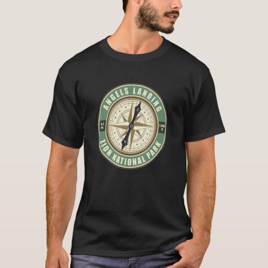 T-shirt Angels Landing Trail Utah Hiker Compass Circle Bad (Devant)