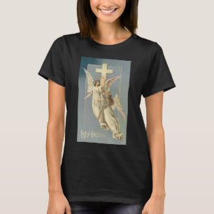 T-shirt Anges victoriens avec une croix, Pâques vintage