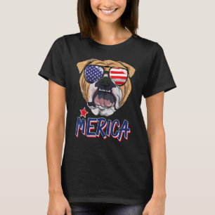 T-shirt Anglais Bulldog American Sunglass Mercia 4th Of Ju