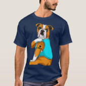 T-shirt Anglais Bulldog I Love Papa Tattoo Tattoo Chien (Devant)