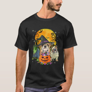 T-shirt Anglais Bulldog Witch Costumes Halloween Citrouill