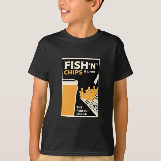 T-shirt Anglais Classique Poisson Et Chips (Devant)