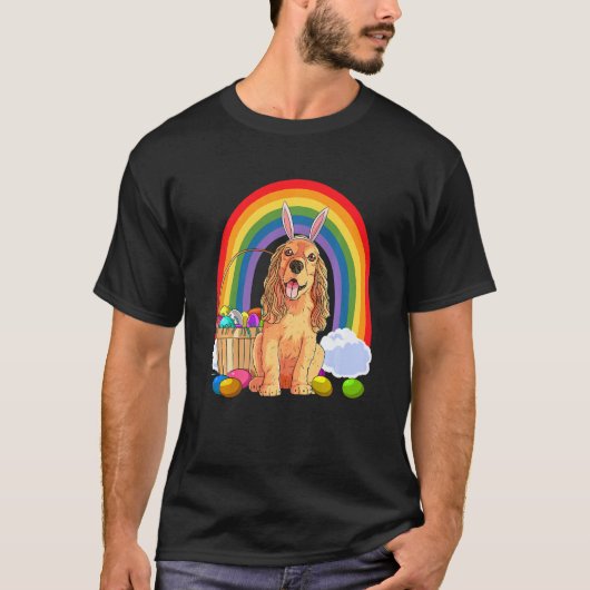 T-shirt Anglais Cocker Espagnol Oeufs de Pâques Lapin Lapi (Devant)