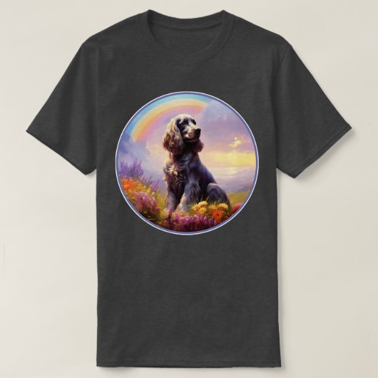 T-shirt Anglais Cocker Spaniel Memorial Rainbow Bridge Col (Design devant)