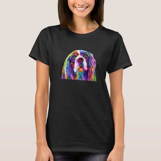 T-shirt Anglais Cocker Spaniel Pop Art Portrait Chien Prop (Devant)