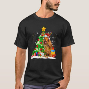 T-shirt Anglais Cocker Spaniel Reindeer lumières de Noël D