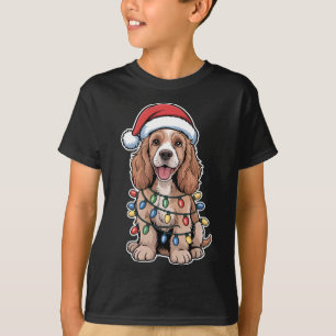 T-shirt Anglais Er Spaniel Enveloppé Dans Les Lumières De