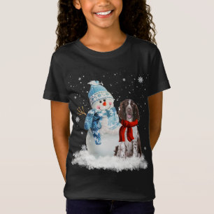 T-Shirt Anglais Springer espagnol Noël Snowman Christman