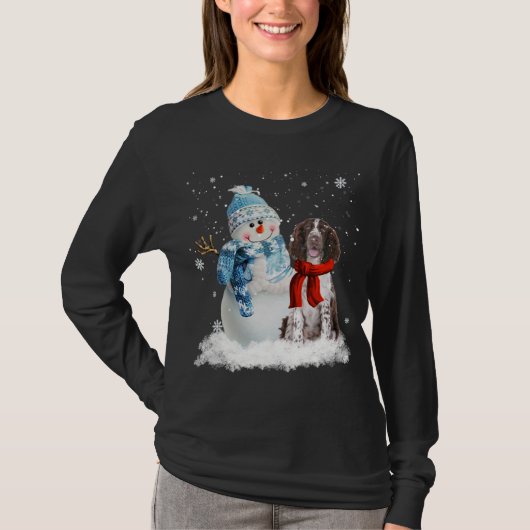 T-shirt Anglais Springer espagnol Noël Snowman Christman (Devant)