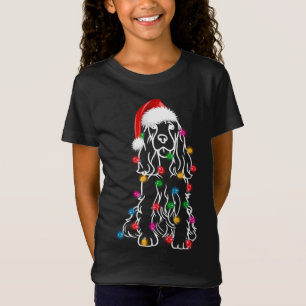 T-Shirt Anglais Springer Spaniel Dog Tree lumières de Noël