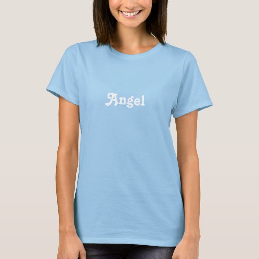T-shirt Angle bleu clair blanc texte personnalisé mignon (Devant)