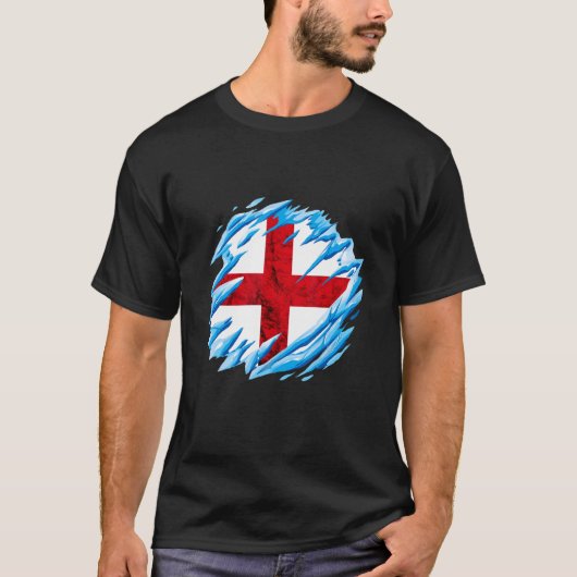 T-shirt Angleterre Ice Anglais Drapeau St George's Cross F (Devant)