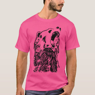 T-shirt Angry Bear Brown Black Grizzly Bear Randonnée Camp