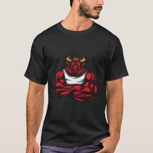 T-shirt Angry Bodybuilder Bull Gym Entraînement Coach Impr (Devant)