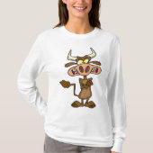 T-shirt Angry Cartoon Bull Funny Grumpy (Devant)