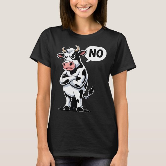 T-shirt Angry Cow No - Funny Cow Lover Dairy Farmer (Devant)