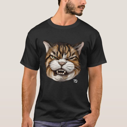 T-shirt Angry cute Cat With Bad Mood (Devant)