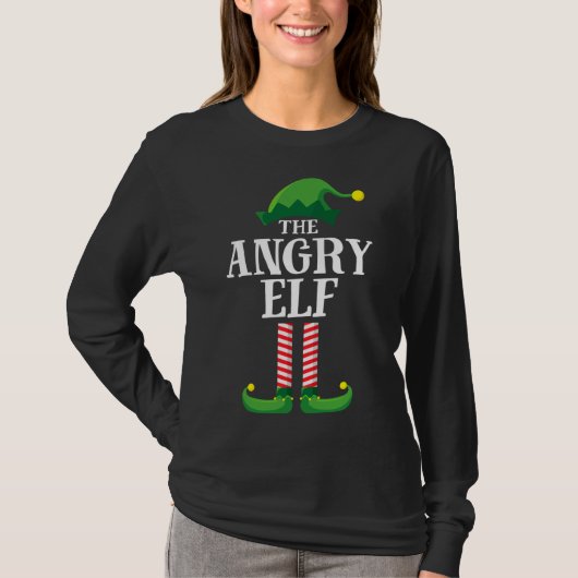 T-shirt Angry Elf Correspondant Famille Groupe Noël (Devant)