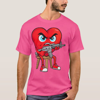 T-shirt Angry Heart Anti Valentine Gun Happy Valenitne