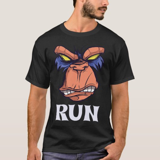 T-shirt Angry Monkey Face Dit Run Runway Miss Mood (Devant)