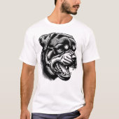 T-shirt angry Rottweiler dog face- line art (Devant)