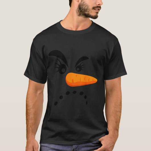 T-shirt Angry Snowman Face Eyelashes Christmas Snowman Cos (Devant)