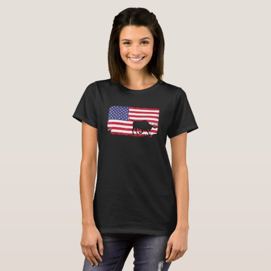 T-shirt Angus Bull Patriotic Us Flag Bull Farmer (Devant entier)