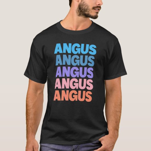 T-shirt Angus de texte répété moderne (Devant)