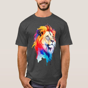 T-shirt animal Abstrait coloré de lion