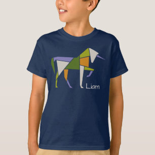 T-shirt Animal abstrait moderne de Tangram de licorne