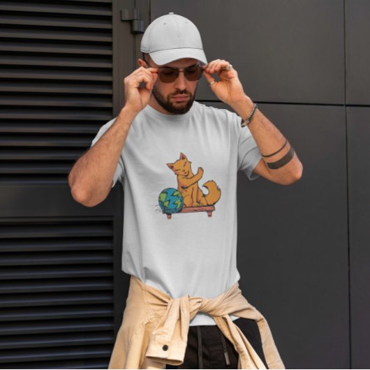 T-shirt Animal Chat Jouer Avec La Planète